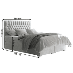 KONDELA Posteľ boxspring, svetlosivá, 160x200, FONDA