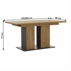 KONDELA Jedálenský stôl, dub craft zlatý/grafit sivá, 155-204x86 cm, FIDEL