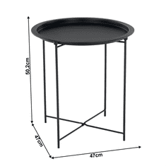 KONDELA Príručný stolík s odnímateľnou táckou, čierna, RENDER