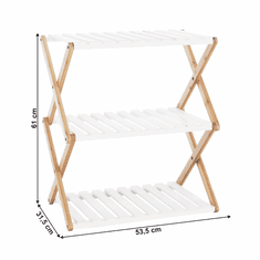 KONDELA 3-poličkový regál, prírodný bambus/biela, PEORIA TYP 2