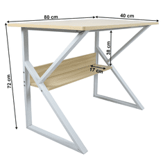 KONDELA Písací stôl, s policou, dub prírodný / biela, TARCAL 80
