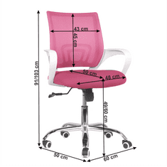 KONDELA Kancelárske kreslo, ružová / biela, Sanaz TYP 2