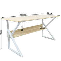 KONDELA Písací stôl, s policou, dub prírodný / biela, TARCAL 100