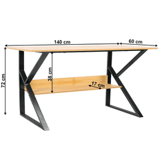 KONDELA Písací stôl, s policou, buk / čierna, TARCAL 140