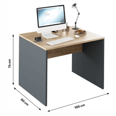 KONDELA Písací stôl, grafit / dub artisan, RIOMA NEW TYP 12