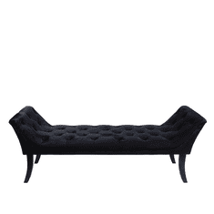 KONDELA Dizajnová lavica, čierna Velvet látka / kaučukové drevo, HEMY TYP 1