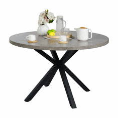 KONDELA Jedálenský stôl, betón / čierna, priemer 120 cm, MEDOR