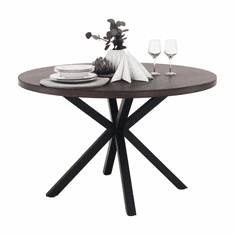 KONDELA Jedálenský stôl, tmavý dub / čierna, priemer 120 cm, MEDOR