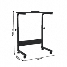 KONDELA PC stôl s kolieskami, čierna, WESTA