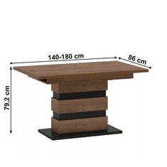 KONDELA Rozkladacia jedálenský stôl, dub bolzano / čierna, 140-180x86 cm, DELIS S