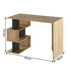 KONDELA PC stôl, dub artisan / grafit, Abes