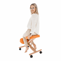 KONDELA Ergonomická kľakačka, oranžová / buk, FLONET