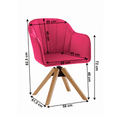 KONDELA Otočné kreslo, Velvet látka, oxy fire červená / buk, DALIO