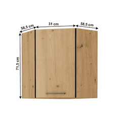 KONDELA Horná skrinka, čierny mat / dub artisan, Monro 60/60 GN-72 1F