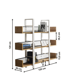 KONDELA 3-policový regál, biela / čierna, akácie, KILIS TYP 1
