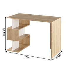 KONDELA PC stôl, dub sonoma / biela, Abes
