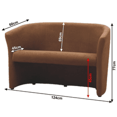 KONDELA Klubové dvojkreslo, látka hnedá, CUBA
