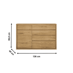 KONDELA Komoda, dub shetland, SHELDON TYP 42