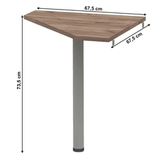 KONDELA Rohový stolík, kraft dunkel/kov, JOHAN 2 NEW 06