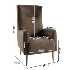 KONDELA Kreslo ušiak, hnedá/buk, SAMY