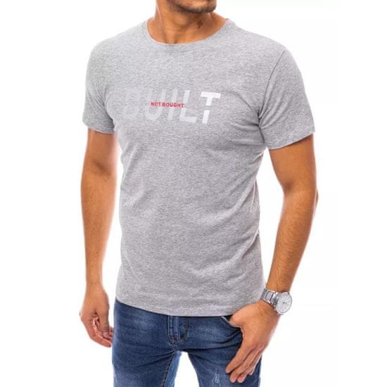 Dstreet Pánske tričko s potlačou BUILT svetlo šedé rx4726 M
