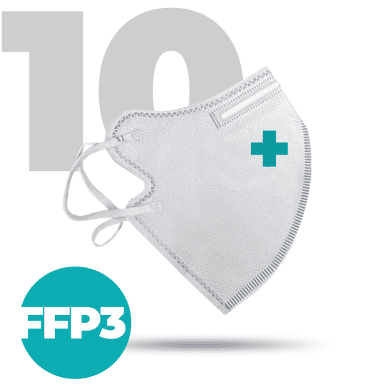 Nanolab 10 x Český bezpečný nano respirátor FFP3 bílý - medi