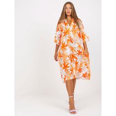 ITALY MODA Dámske šaty z viskózy oversize ARLEN oranžové DHJ-SK-1077.84_388797 Univerzálne