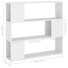 Petromila vidaXL Knižnica/deliaca stena, biela 100x24x94 cm