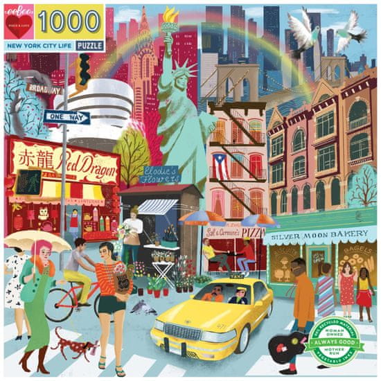 eeBoo Štvorcové puzzle Život v New Yorku 1000 dielikov