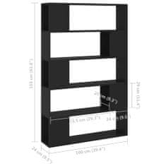 Petromila vidaXL Knižnica deliaca stena, čierna 100x24x155 cm, kompozitné drevo