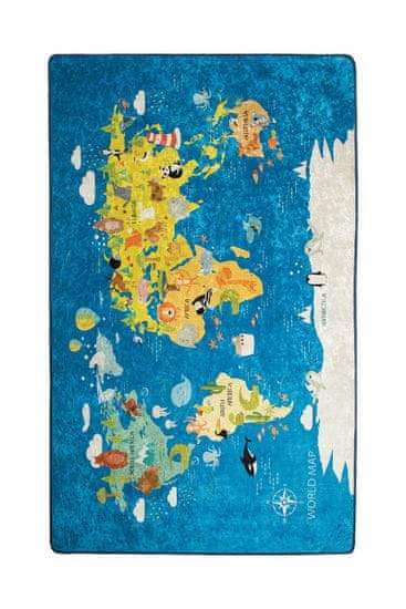 Conceptum Hypnose Detský koberec World Map 140x190 cm modrý