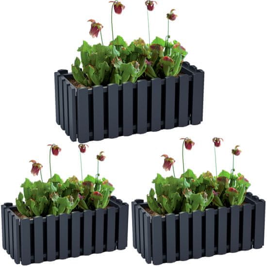 Prosperplast Balkón Box Garden Kvetináč Boardee Plot, Antracit - Sada X 3 Kusov