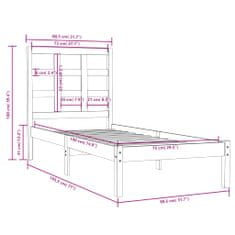 Vidaxl Rám postele, sivý, z masívneho dreva, 75x190 cm, jednolôžkový