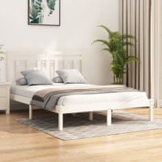 Vidaxl Rám postele, biely, masívne drevo, 140x190 cm