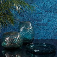 Eurofirany Estela sklenená dekoratívna váza 26X21X21 cm tyrkysová