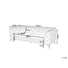 Beliani Zamatová pohovka pre 3 osoby sivá SOTRA