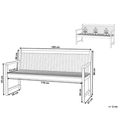 Beliani Záhradná lavica z agátového dreva 180 cm svetlohnedá VIVARA