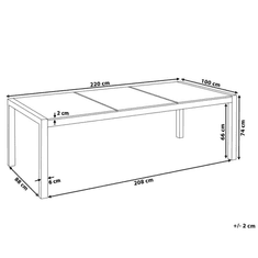 Beliani Záhradný stôl s trojdielnou žulovou doskou 220 x 100 cm sivý GROSSETO