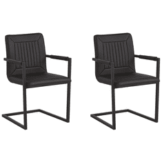 Beliani Sada 2 jedálenských stoličiek v čiernej farbe z ekokože BRANDOL