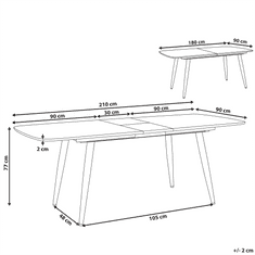 Beliani Jedálenský stôl 180/210 x 90 cm svetlé drevo HAGA