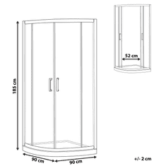 Beliani Strieborný sprchový kút z tvrdeného skla 90 x 90 x 185 cm JUKATAN