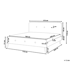 Beliani Sivá čalúnená posteľ 160 x 200 cm RENNES