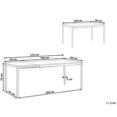 Beliani Rozkladací jedálenský stôl 160/210 x 90 cm čierny AVIS