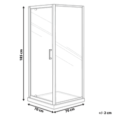 Beliani Sprchový kút z tvrdeného skla 70 x 70 x 185 cm strieborný DARLI