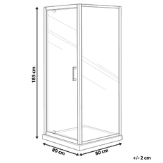 Beliani Sprchový kút z tvrdeného skla 80 x 80 x 185 cm strieborný DARLI