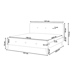 Beliani Svetlosivá čalúnená posteľ 140 x 200 cm RENNES