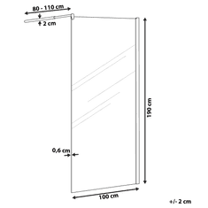 Beliani Sprchová zástena z tvrdeného skla 100 x 190 cm AHAUS