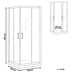 Beliani Strieborný sprchový kút z tvrdeného skla 90 x 90 x 185 cm TELA
