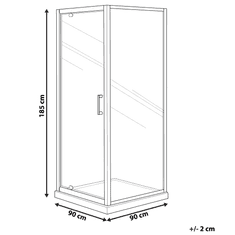 Beliani Sprchový kút z tvrdeného skla 90 x 90 x 185 cm strieborný DARLI