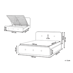 Beliani Tmavosivá posteľ s úložným priestorom 140 x 200 cm RENNES